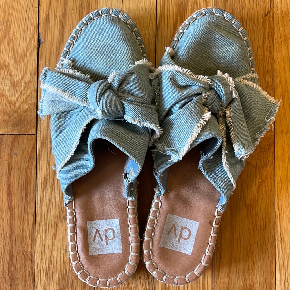 Denim Bow Mules